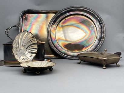 Lot in silver plated metal including: 

-...