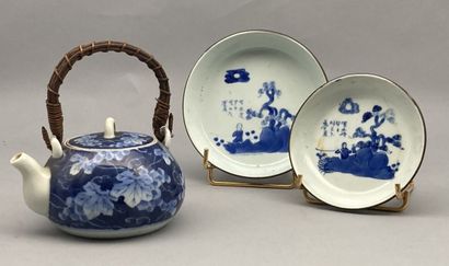 Lot including:

- Two circular porcelain...