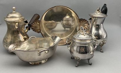 Lot in silver plated metal including :

-...