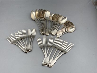 
Part of silver household set including :...
