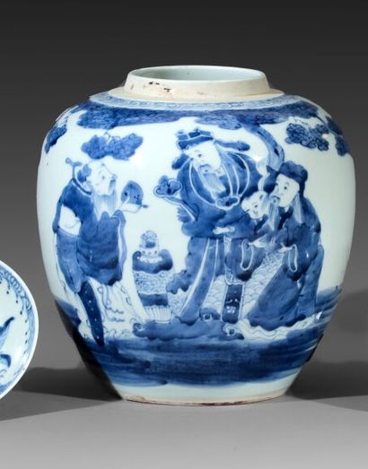 Ginger pot with bulging belly in porcelain....