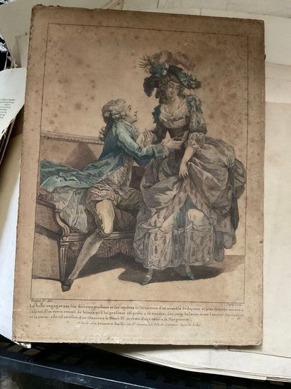 Fort lot de gravures comprenant des portraits,...