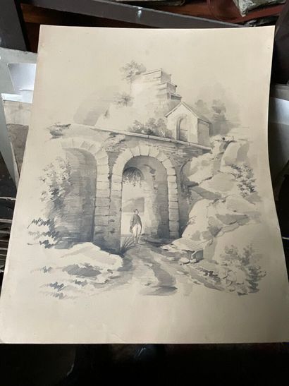 Fort lot de gravures, dessins, aquarelles...