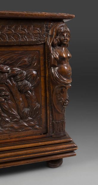 Straight, molded and carved walnut wedding...