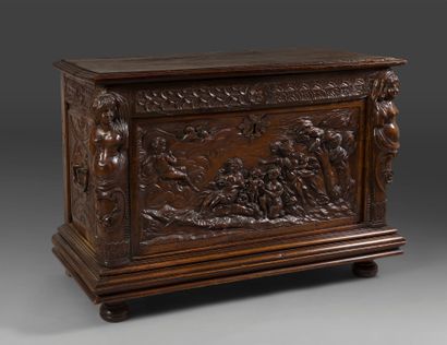 Straight, molded and carved walnut wedding...