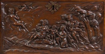 Straight, molded and carved walnut wedding...