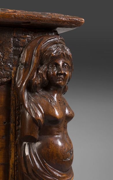 Straight, molded and carved walnut wedding...