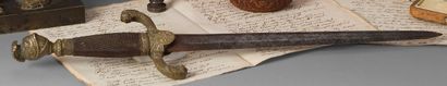 Fireman's dagger. Wooden handle carved with...