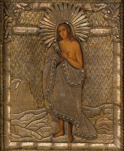 ICÔNE de sainte Marie d'Égypte. Tempera sur...