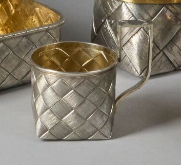 TEA GLASS HOLDER in silver (800°/°°minimum),...