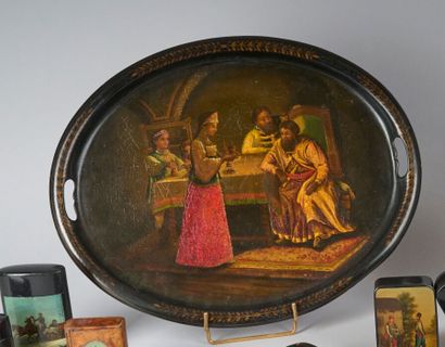 VISHNYAKOV MANUFACTURE. 
Oval serving tray...