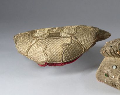 KOKOSHNIK in crimson velvet, embroidered...