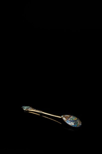 SUPERB COFFEE SPOON in silver gilt (800°/°°...