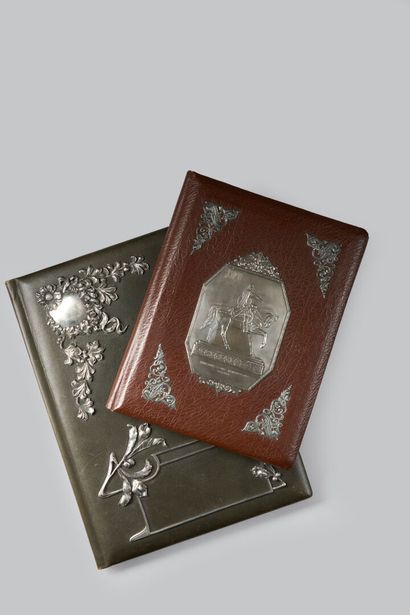Rectangular, tinted leather document holder,...