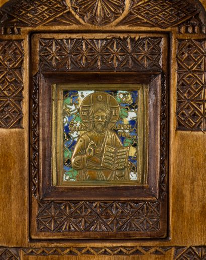 VOYAGE ICON of Christ Pantocrator, in polychrome...