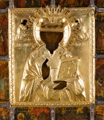 Icône de saint Nicolas entouré de 12 scènes...