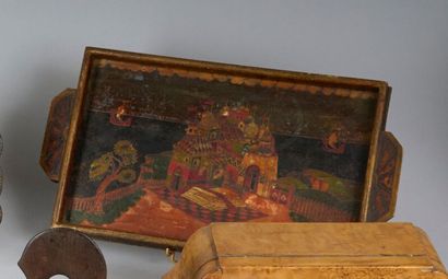 Wooden serving tray, rectangular shape with...