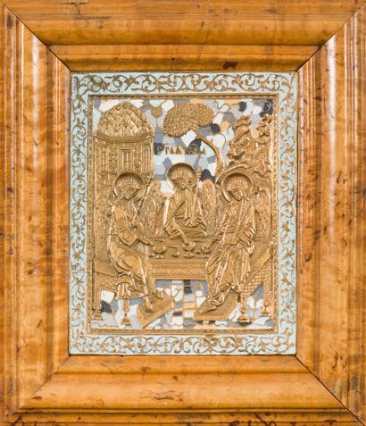 Old Testament Holy Trinity ICON in gilt bronze...