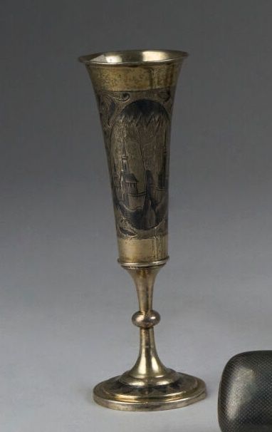 Gilt silver (800°/°° minimum) CHAMPAGNE FLUTE,...
