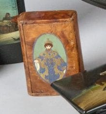 Rectangular hinged wooden CASE decorated...