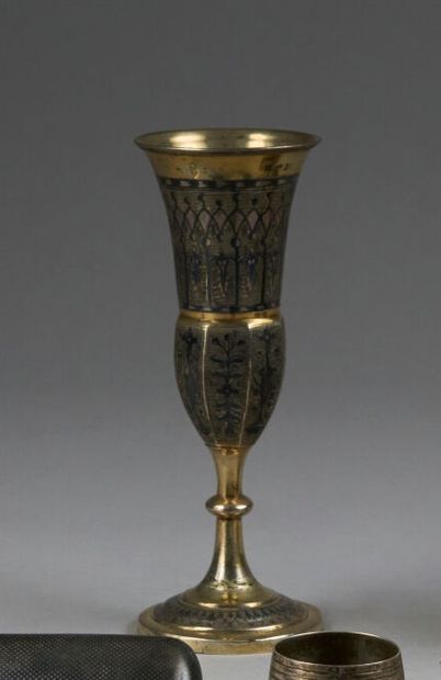 Gilt silver (800°/°° minimum) CHAMPAGNE FLUTE,...