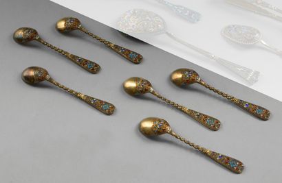 Suite of 6 COFFEE SPOONS in silver gilt (800°/°°...