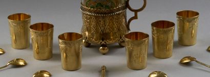 Suite of 6 TCHARKISin silver gilt (800°/°°...