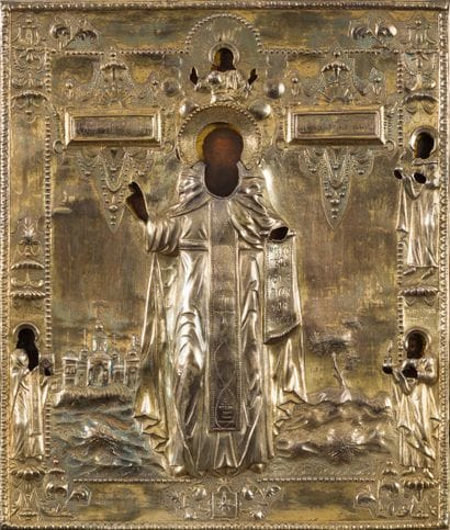 ICÔNE de saint Alexandre de Svir entouré...
