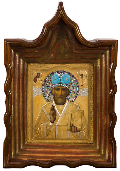 ICON of St. Nicholas with Christ and the...