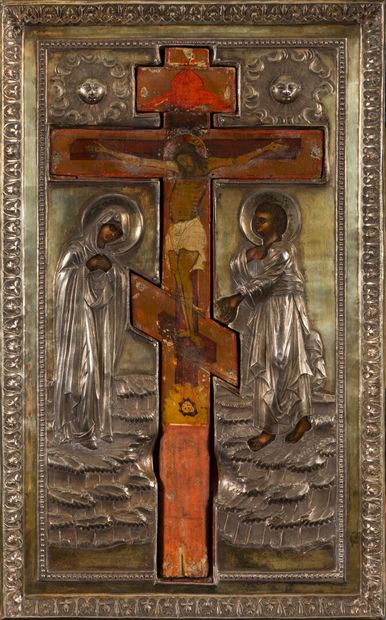 ICÔNE de l'Exaltation de la Vraie Croix flanquée...
