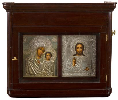 Pair of wedding ICONS featuring Christ and...