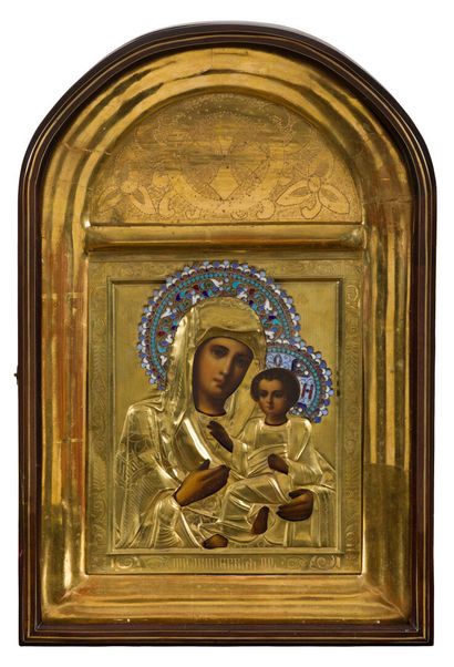 ICON of the Virgin of Tikhvin. Tempera on...