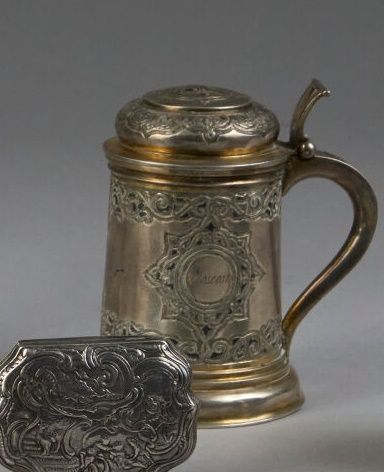 TANKARD in silver (800°/°° minimum), titled...