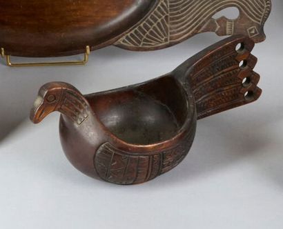 Wooden KOVSH with engraved and partly openwork...
