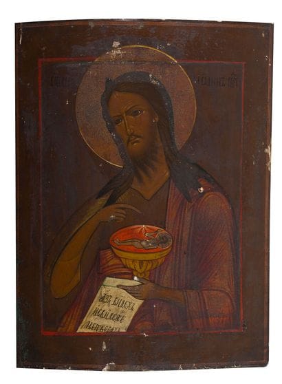 Large ICON of Saint John the Baptist. Tempera...