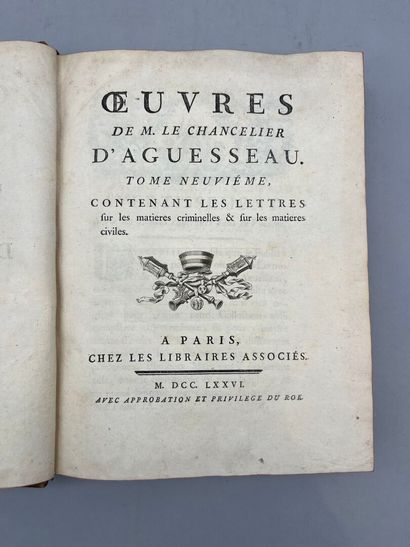 AGUESSEAU (Henri-François d'). Oeuvres de...