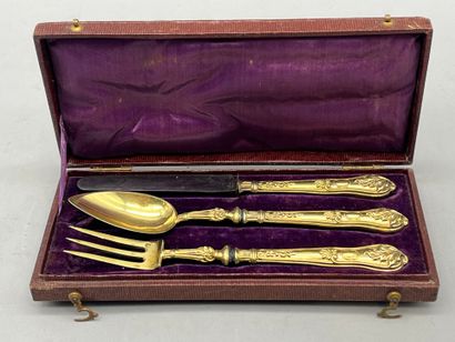 Child's cutlery in 800 °/°°° gilt silver...