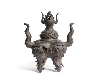 Perfume burner, China. 
Copper alloy. 
Covered...