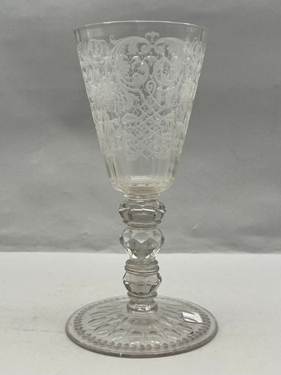 Reunion of two large glass and crystal chalice-shaped...