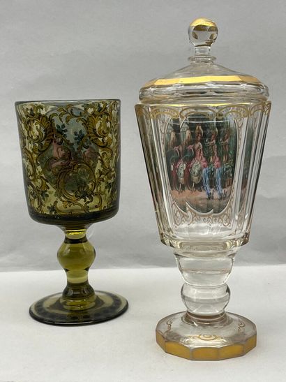 Reunion of a green-tinted chalice-shaped...