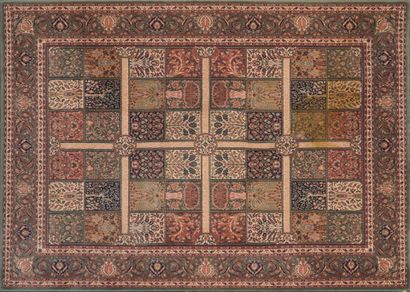 Carpet rug in polychrome wool velvet. Garden