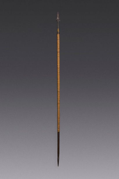 Toho spear, iron tip, rattan-covered wooden...