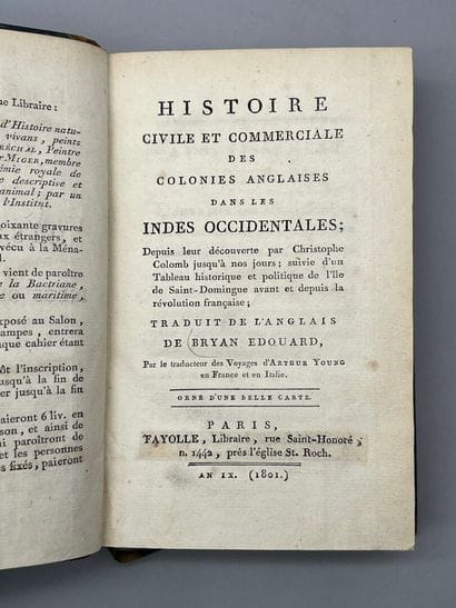 EDWARDS (Bryan). Histoire civile et commerciale...