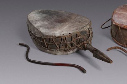 Shaman's (Jhankri) drum (Dhyangro) in wood,...