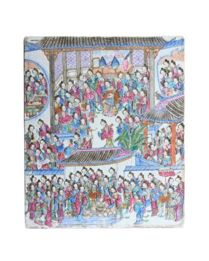 Famille Rose enameled porcelain plate decorated...