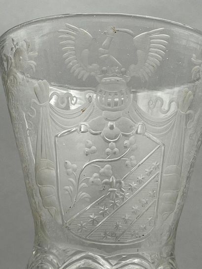 Reunion of two glass and crystal chalice-shaped...