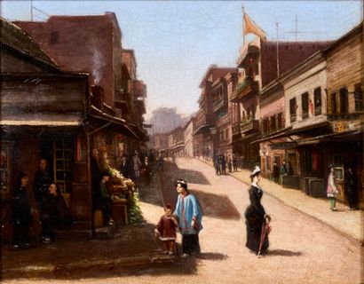 School of travelling painters. 
Street scene...