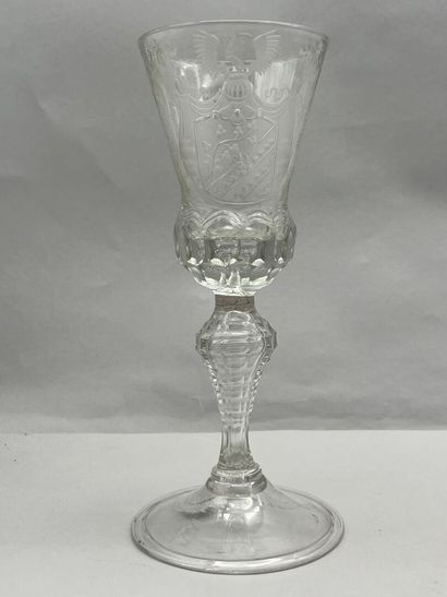 Reunion of two glass and crystal chalice-shaped...