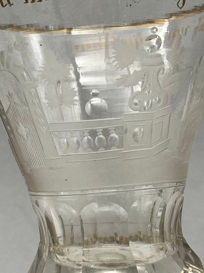 Reunion of two gilded crystal chalice-shaped...