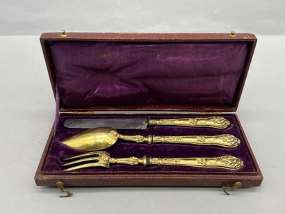 Child's cutlery in 800 °/°°° gilt silver...